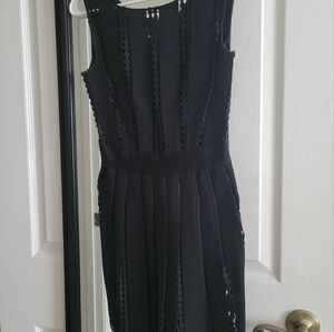 Moschino Black Pleated Midi Sheath Dress